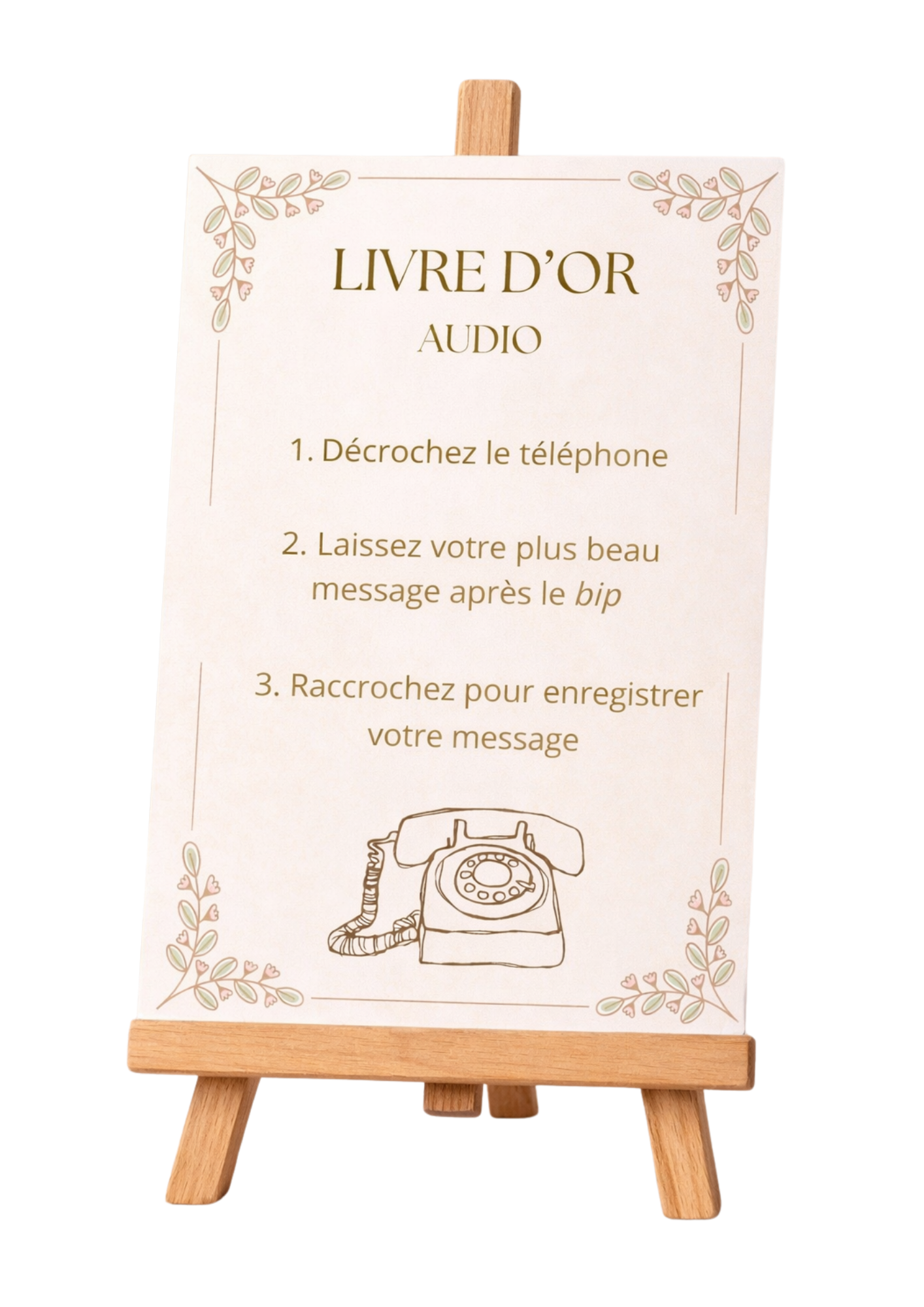 Chevalet explication téléphone d'or